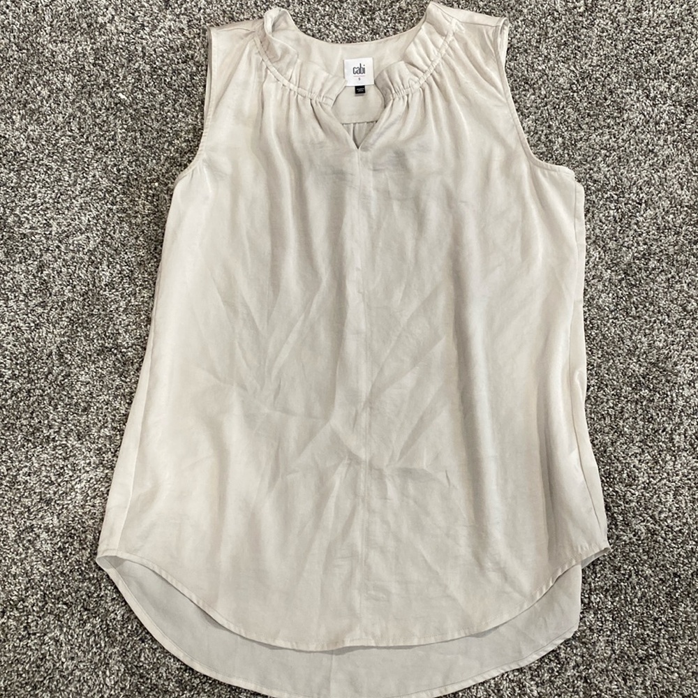 Cabi cream blouse with ruffle neck detail